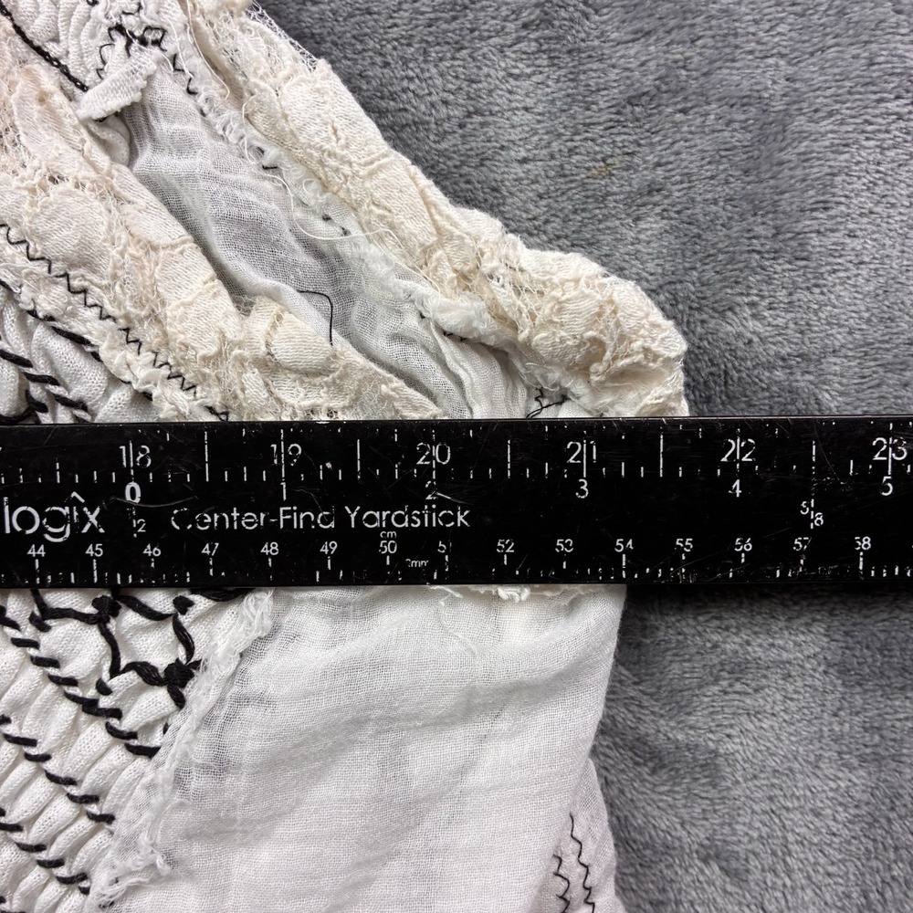 Free People Sea Breeze Smocked Ivory Cotton Tunic Top Embroidered Small - Picture 3 of 4